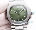 JH Factory Replica Patek Philippe Nautilus Green Dial SS Bezel Men 42.5MM Watch